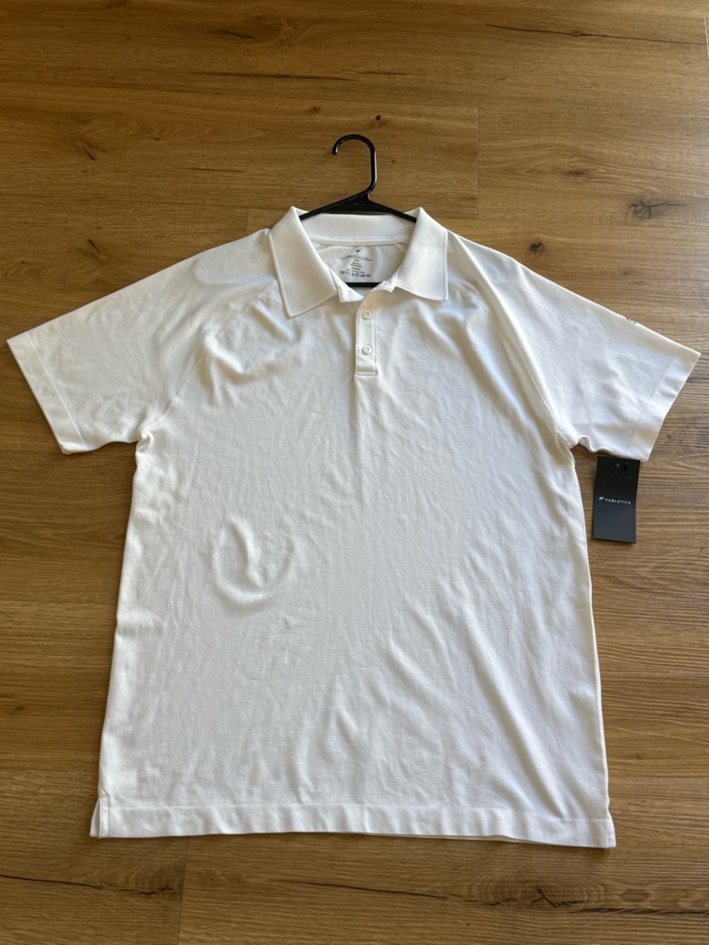 Fabletics Men's The Training Day White Polo- Large